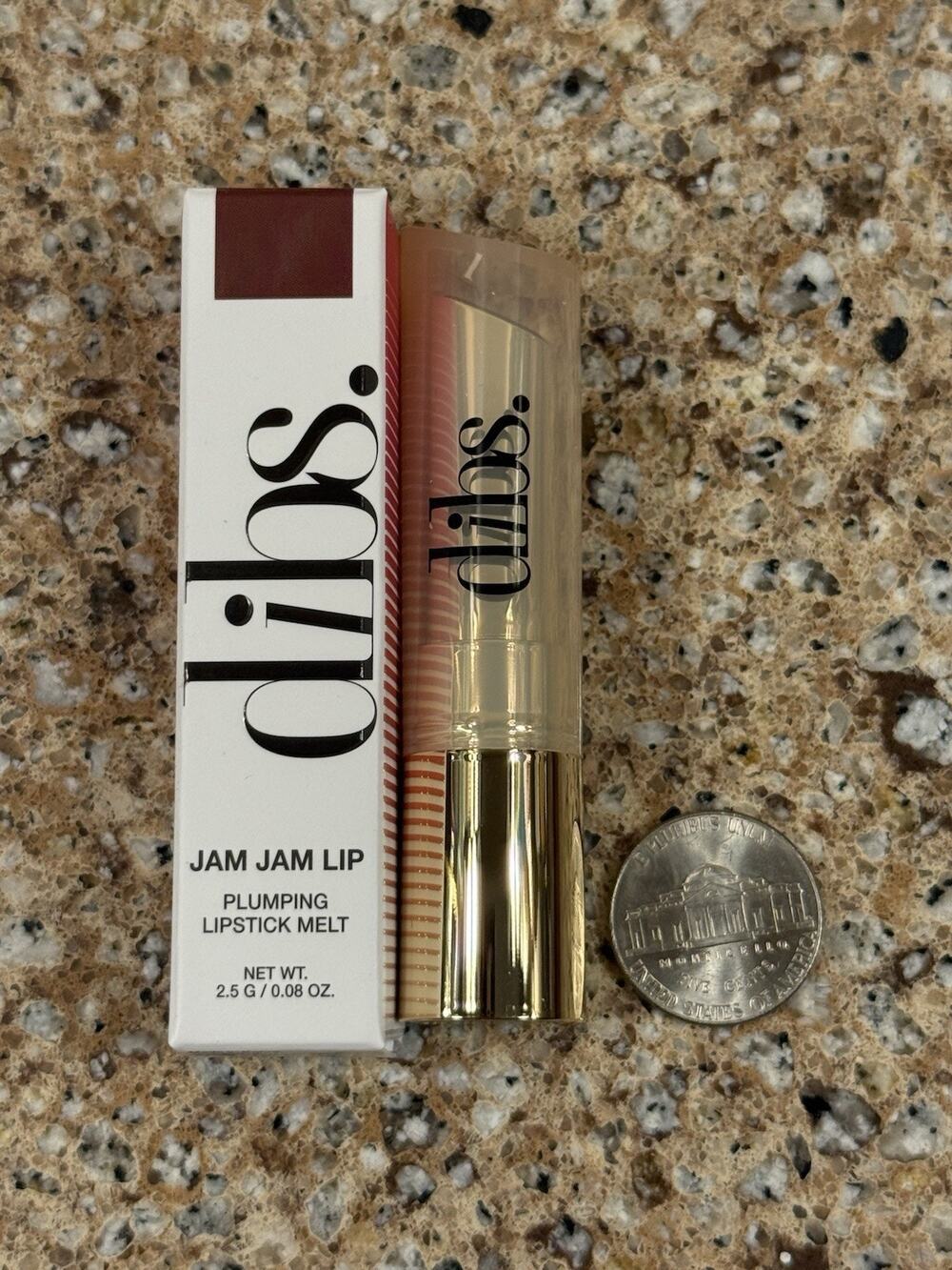 Dibs. Jam Jam Lip Plumping Lipstick Melt Lip Plumper First Date Vegan Sample